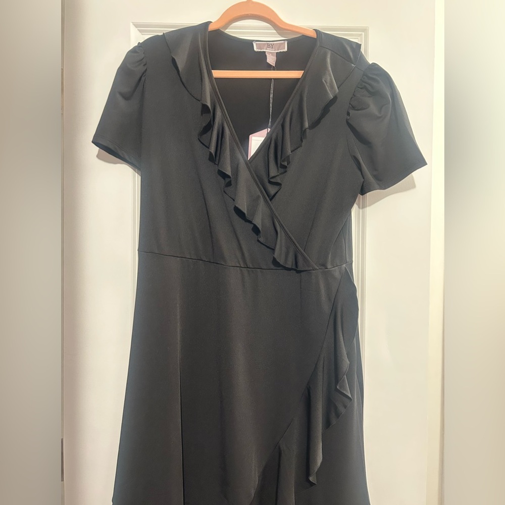 Chic Black Ruffle Midi Dress